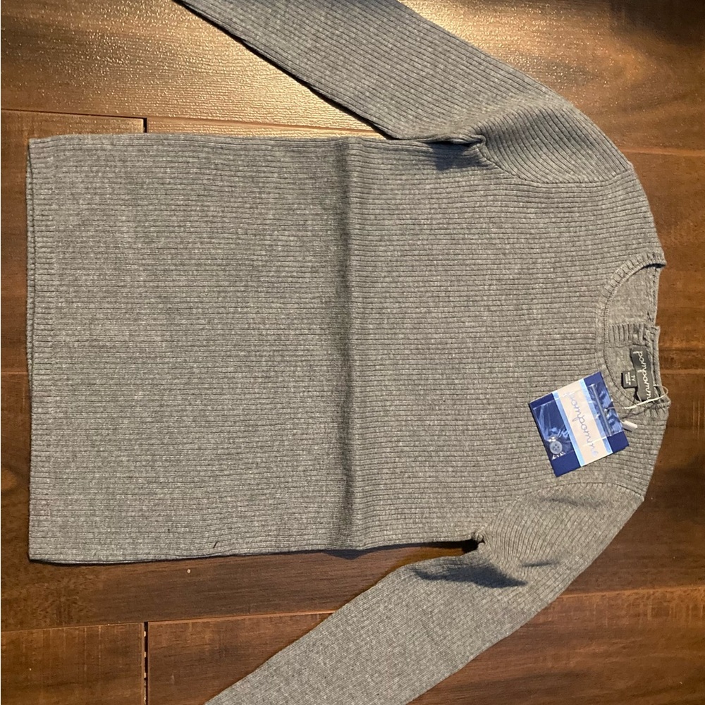 NWT Pompomme Gray Children's Textured Designer Sweatshirt; Size 7Y